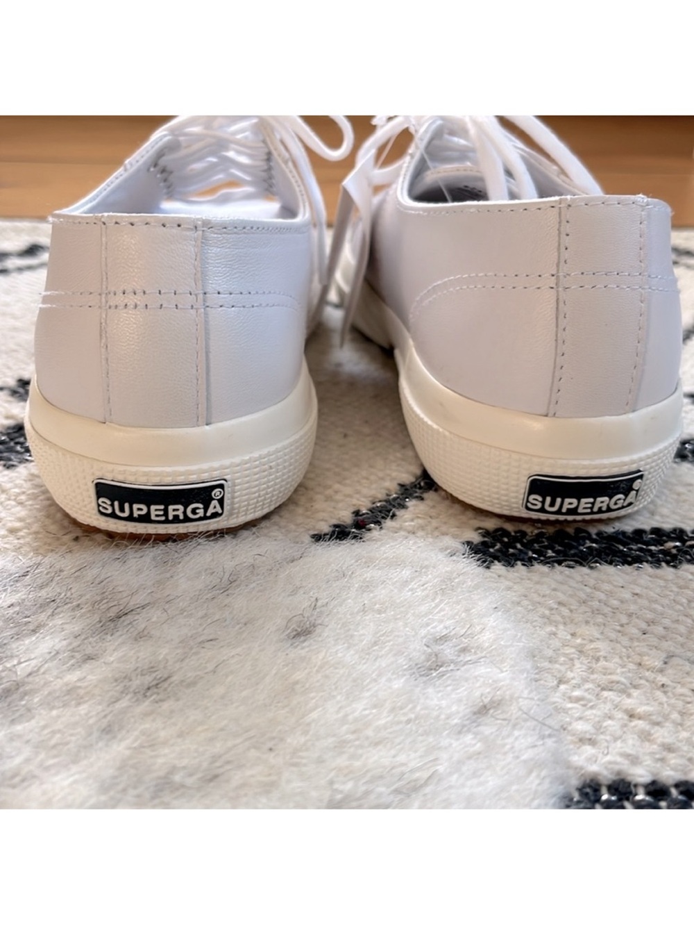 Superga Women's 2750 Nappa Leather Optical White-Favorio Classic Sneaker—7 - Picture 7 of 9